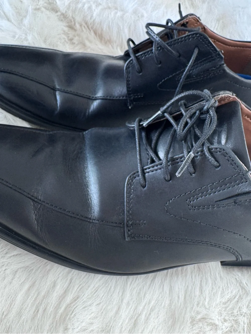 Clarks Black Leather Lace-Up Oxford Dress Shoes